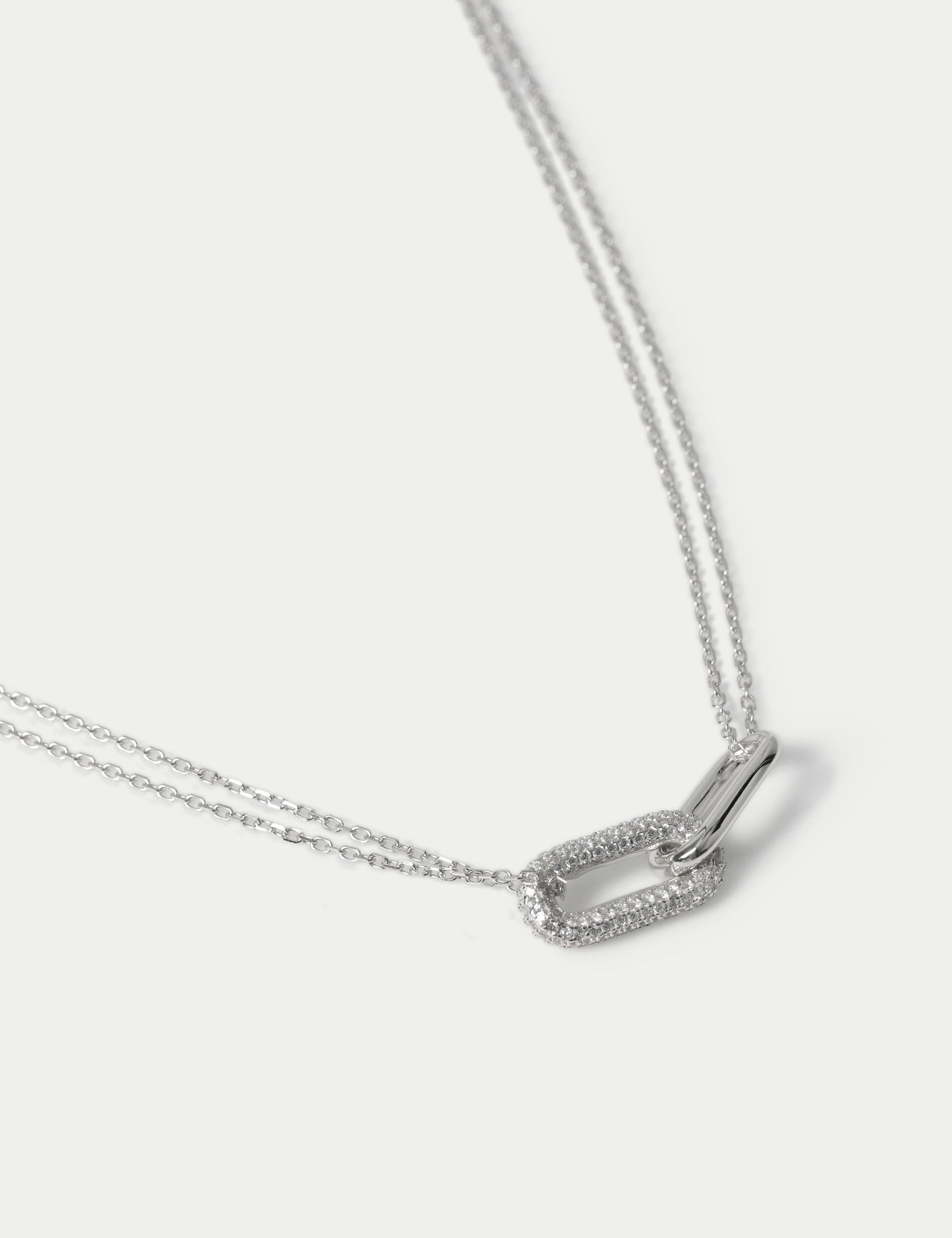Sterling silver cubic zirconia necklace with clasp fastening, UK version