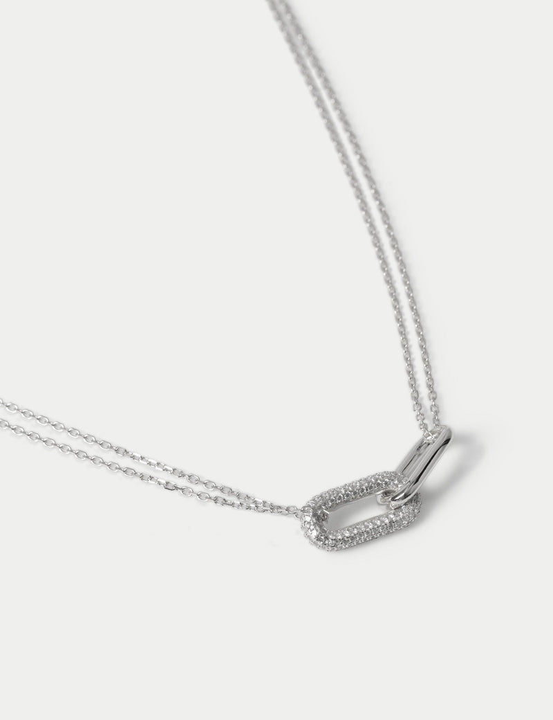 Sterling silver cubic zirconia necklace with clasp fastening, UK version