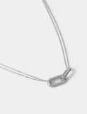 Sterling silver cubic zirconia necklace with clasp fastening, UK version
