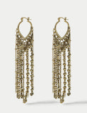 Beaded fringe drop hoop earrings (British brand)