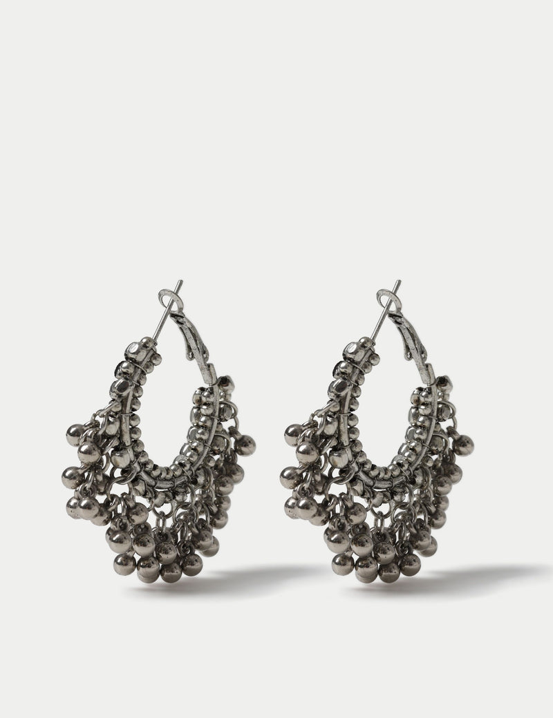 Chunky beaded hoop earrings hinged fastening - British product
