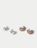 Brushed teardrop earrings 2 pack 12mm (British brand)