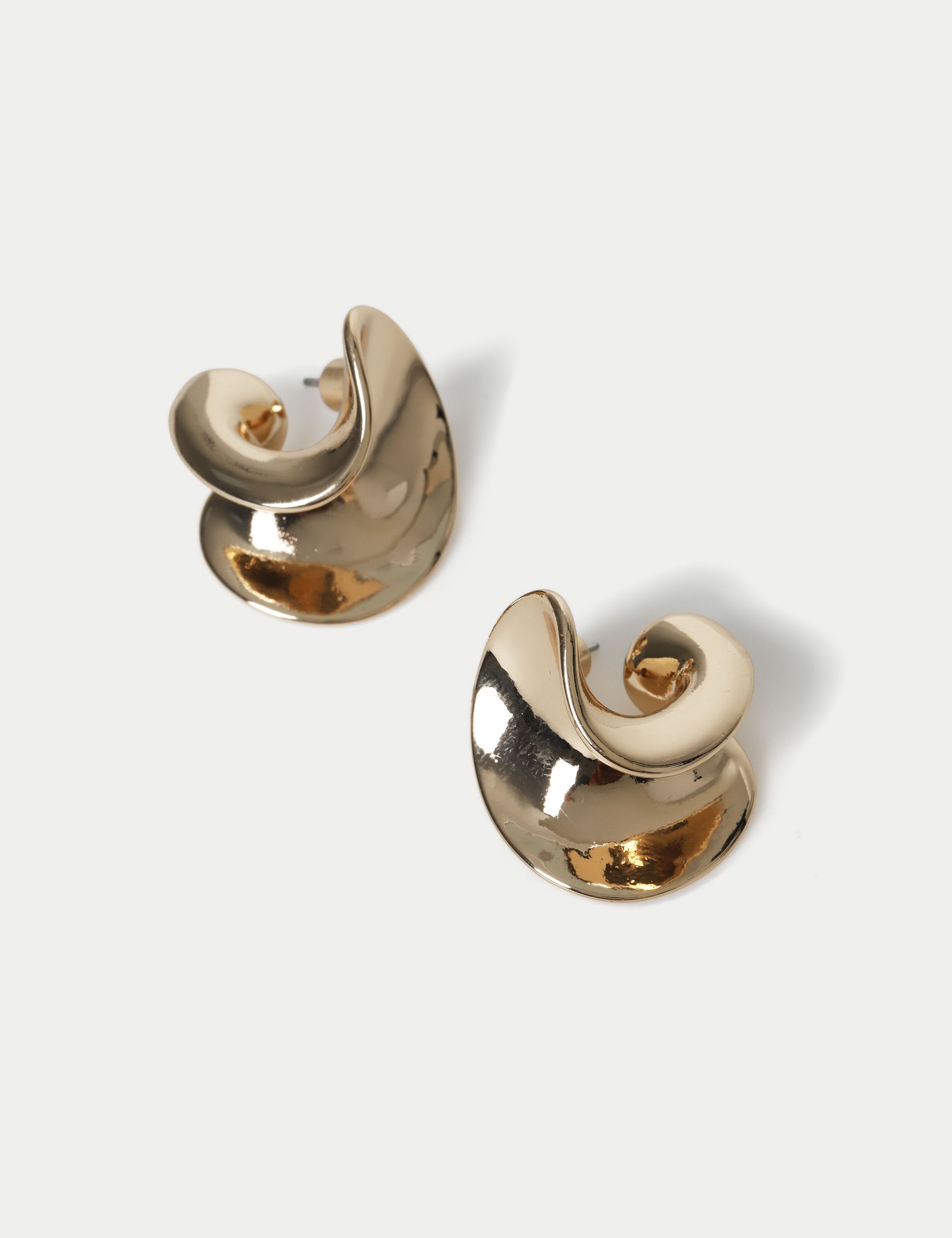 Swirl stud earrings 26mm metal (British brand)