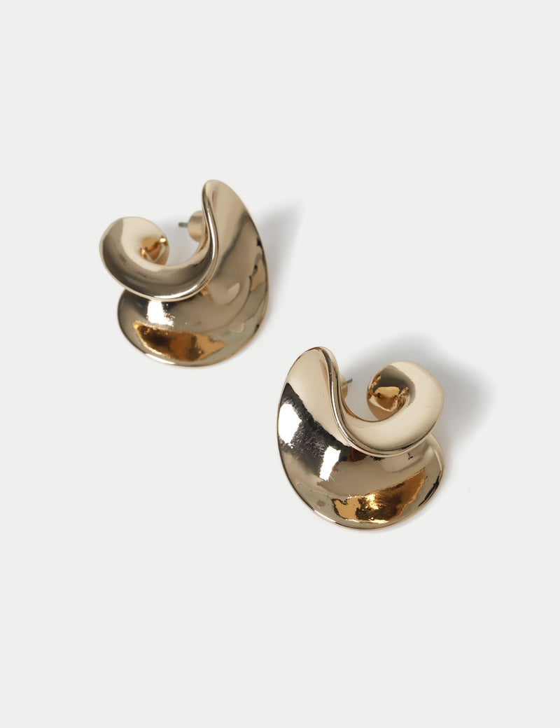 Swirl stud earrings 26mm metal (British brand)