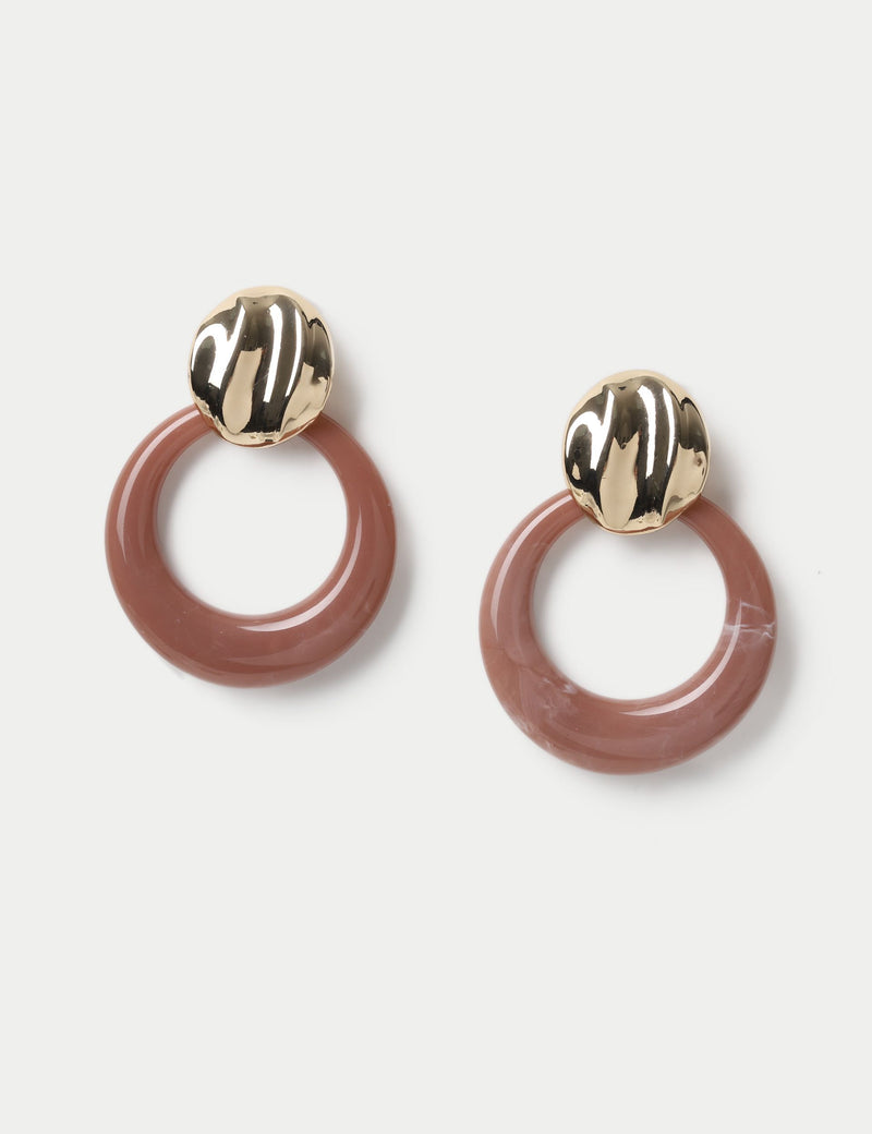 Resin open drop earrings with metal back fastening (British brand)