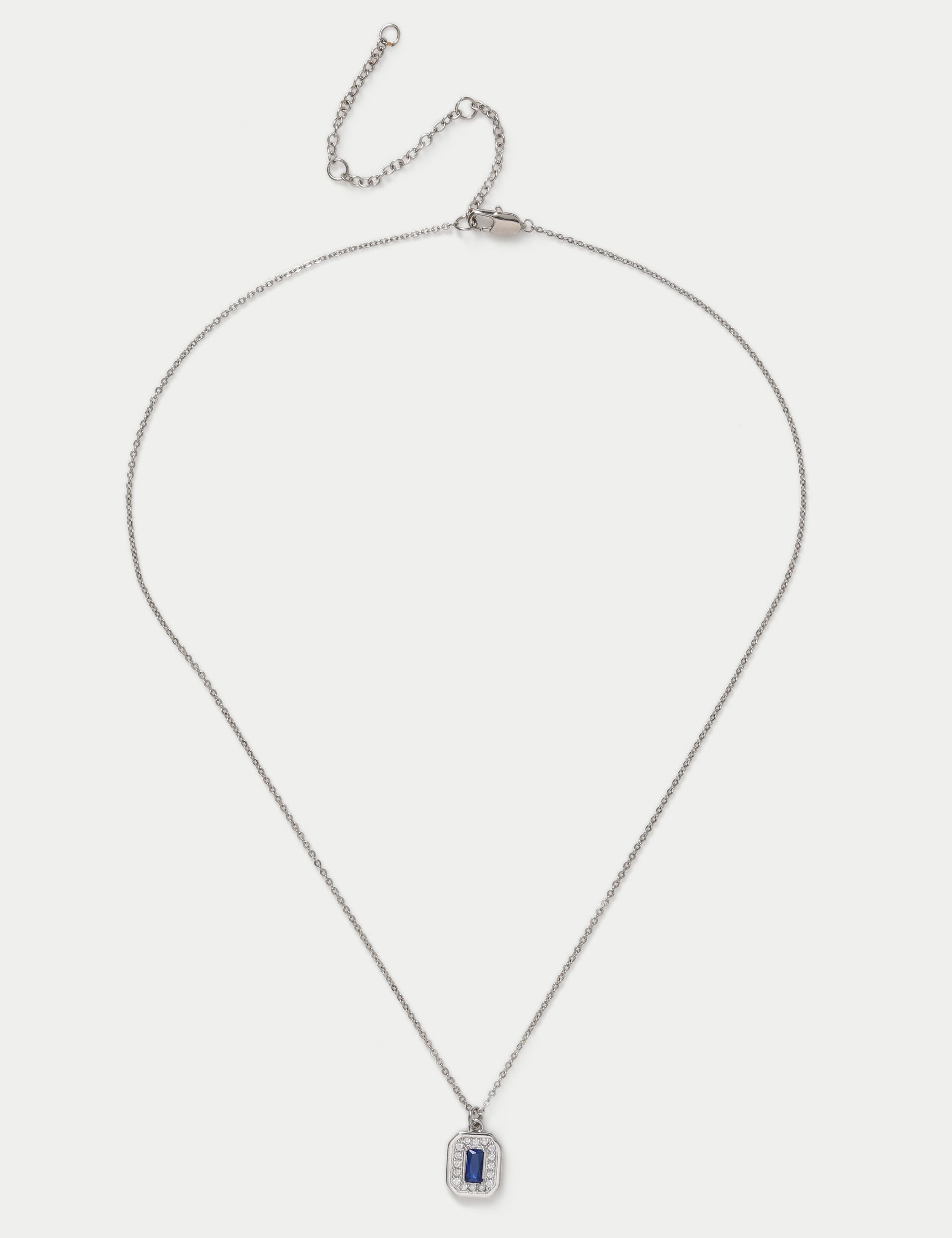 Autograph Collection platinum plated rectangle necklace with cubic zirconia, UK version