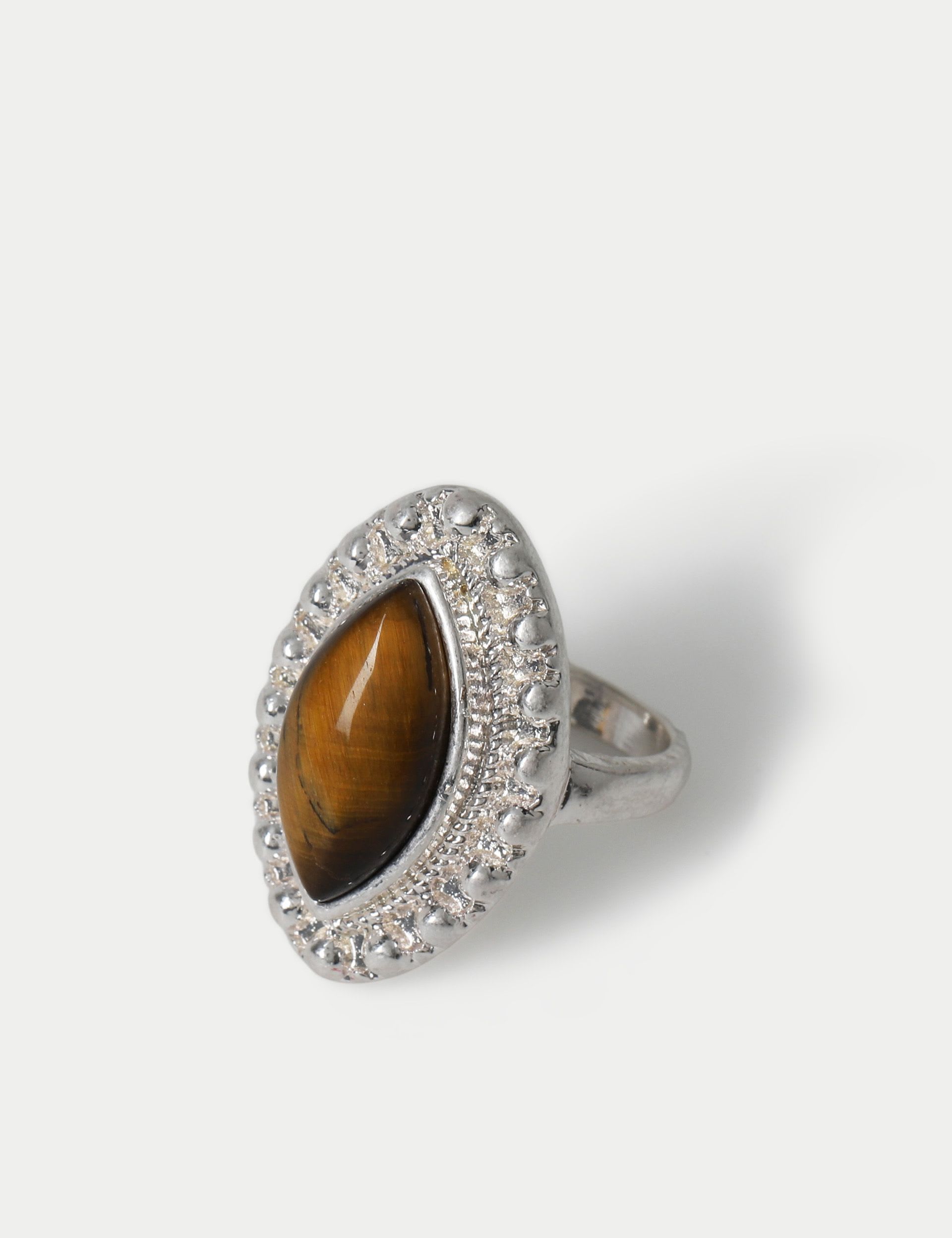 Natural stone diamond shape ring, UK version