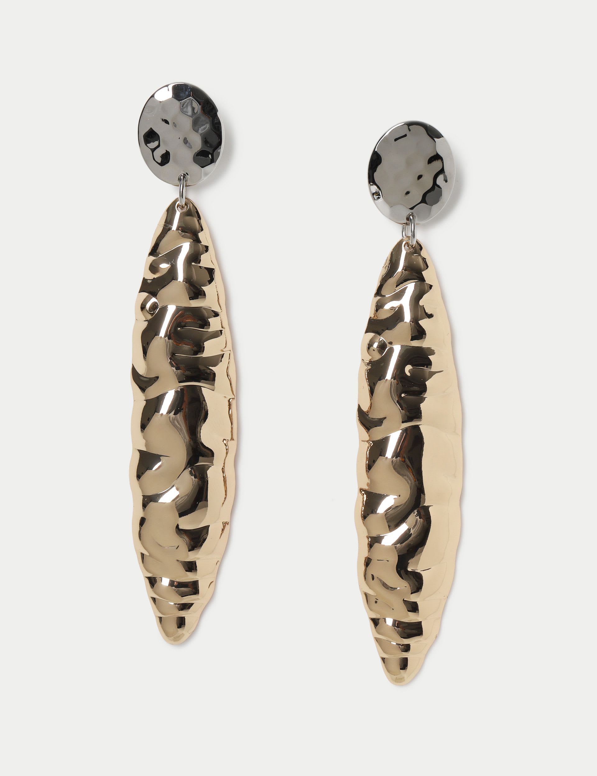 Textured mixed metal skinny earrings (British brand)