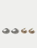 2 pack wire hoop earrings with brass finish, UK version
