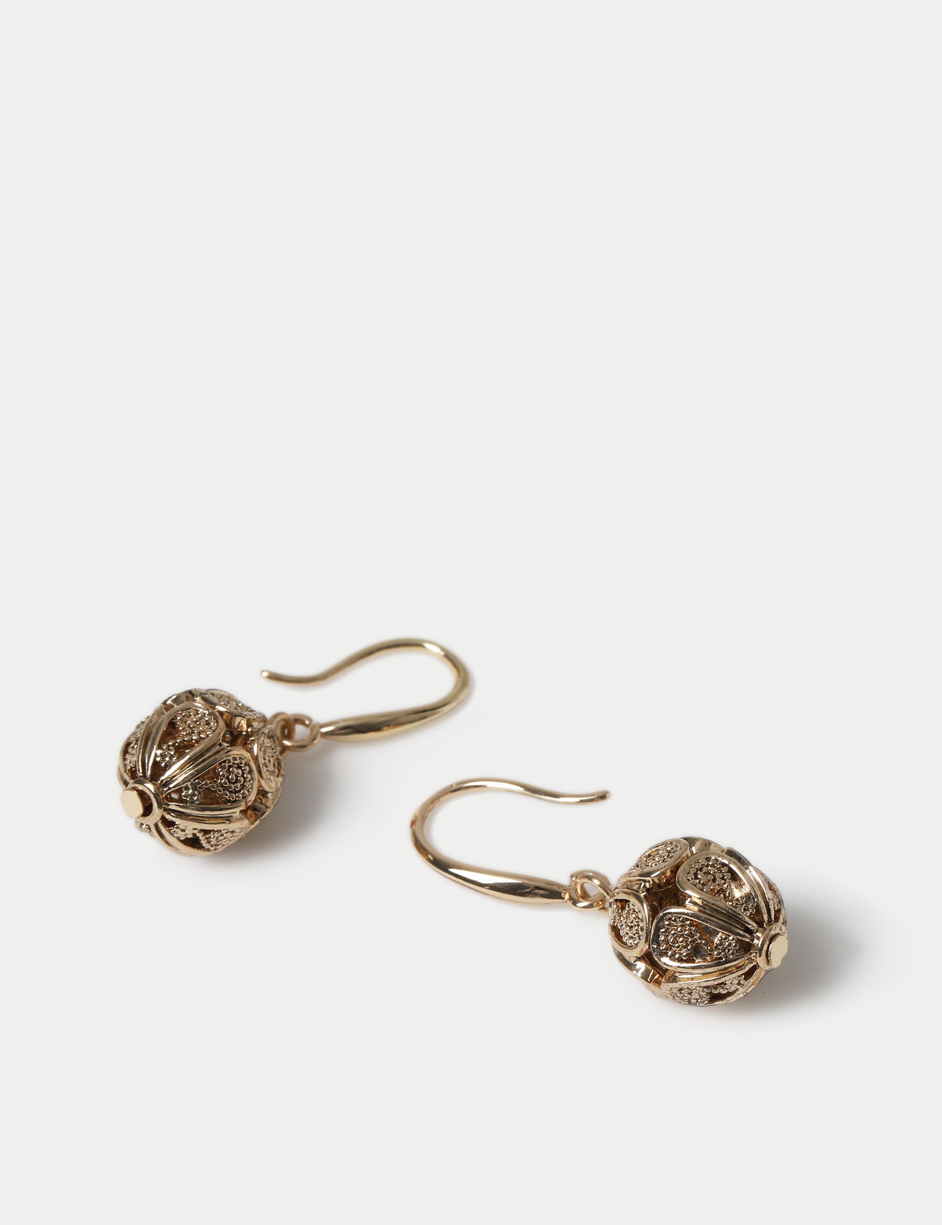 Filigree fishhook earrings drop style metal alloy, imported from the UK