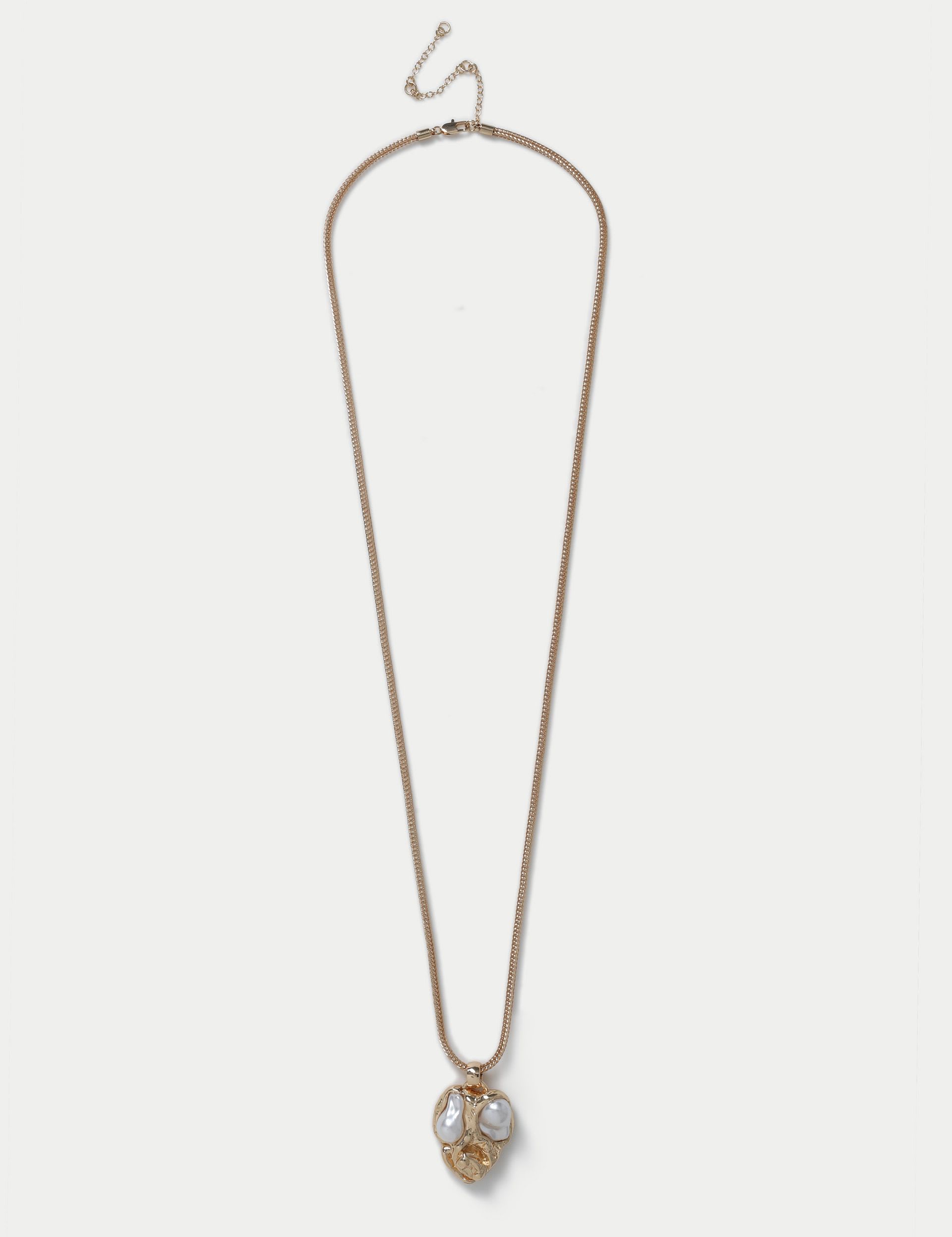 Pendant necklace with molten pearl effect and clasp fastening, UK version