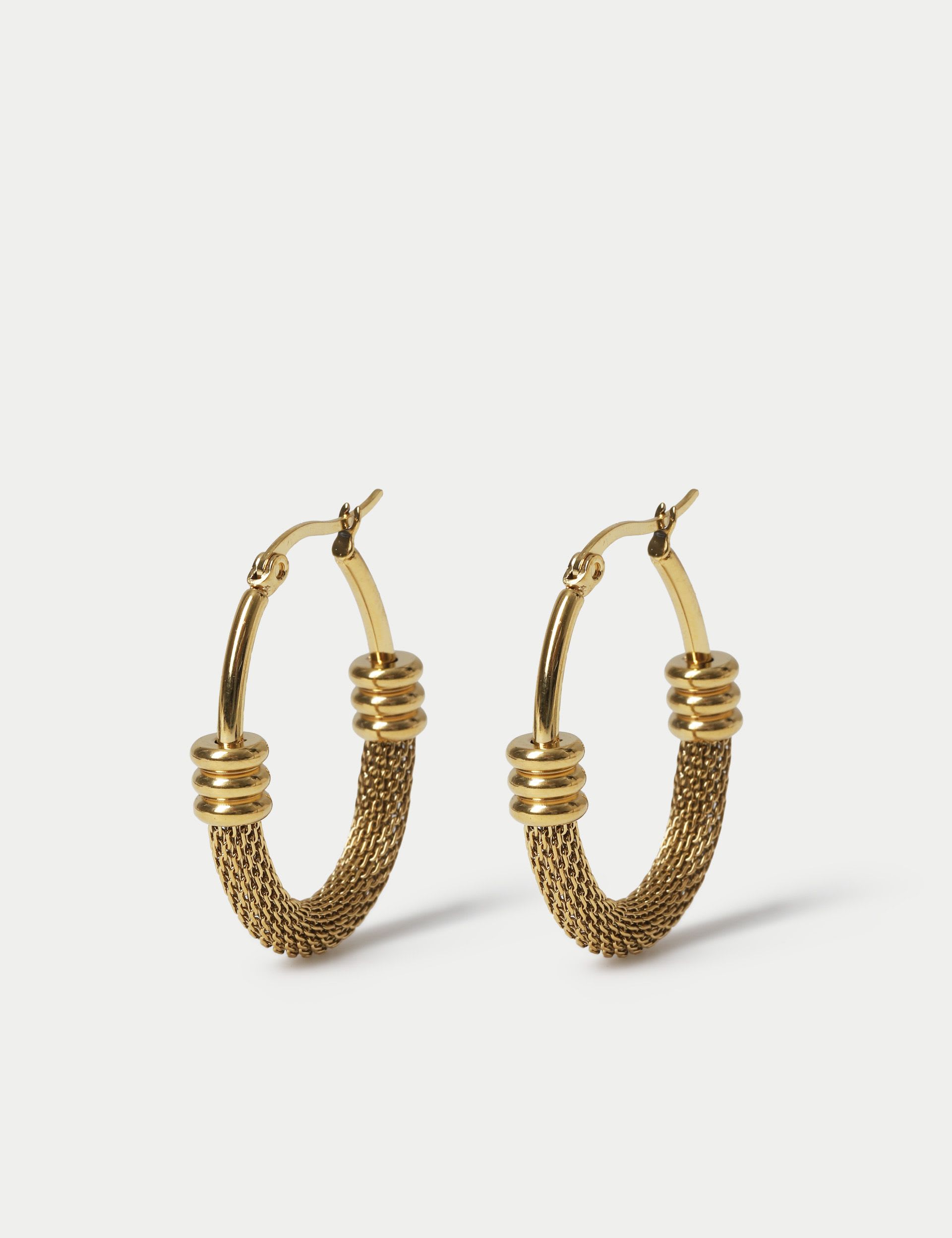 Stainless steel textured hoop earrings - British product