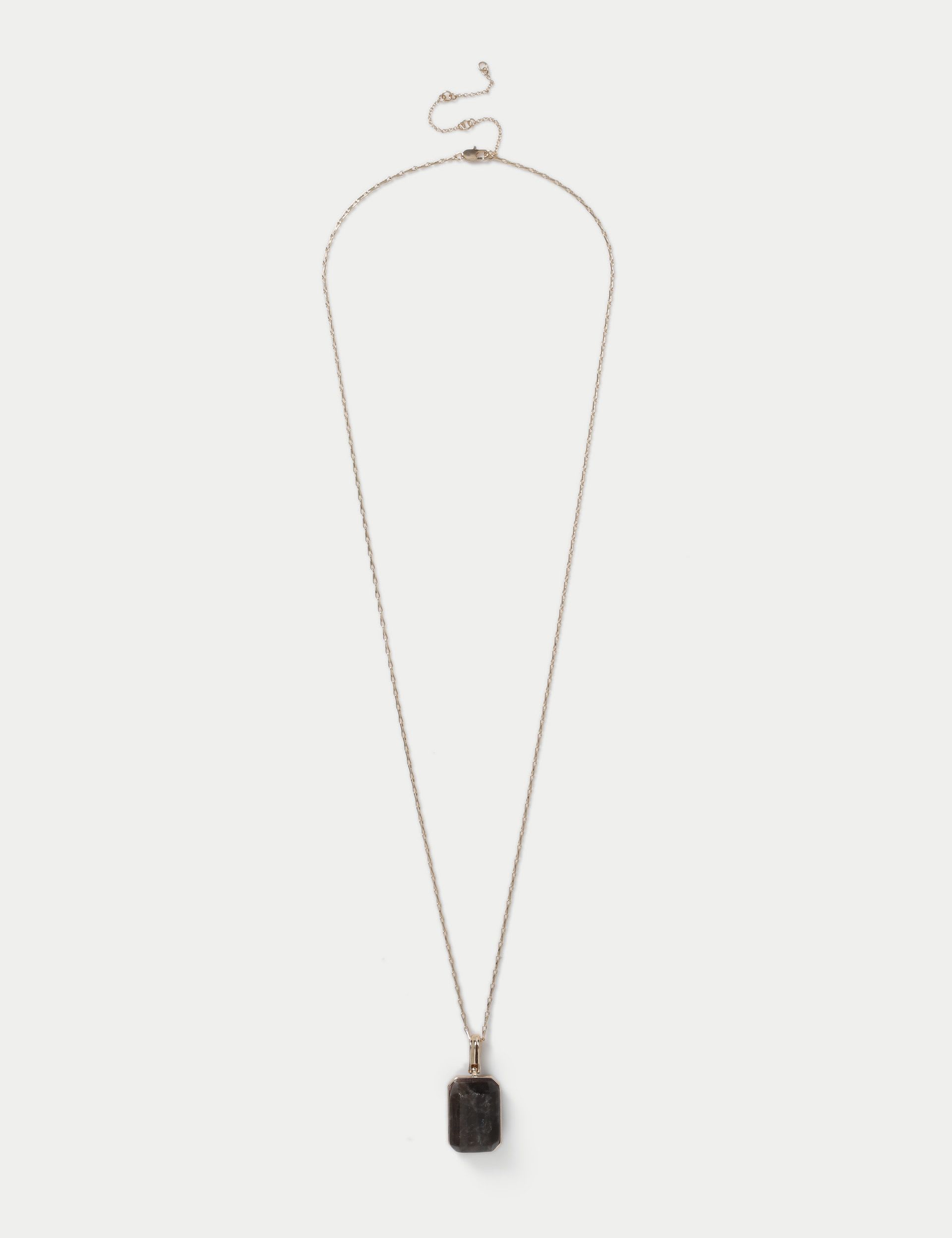 Grey natural stone pendant necklace, UK version