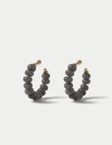 Faceted natural stone hoop earrings with iron accents, imported from the UK