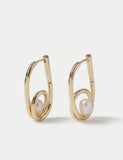 Freshwater pearl drop earrings with brass detailing - British product