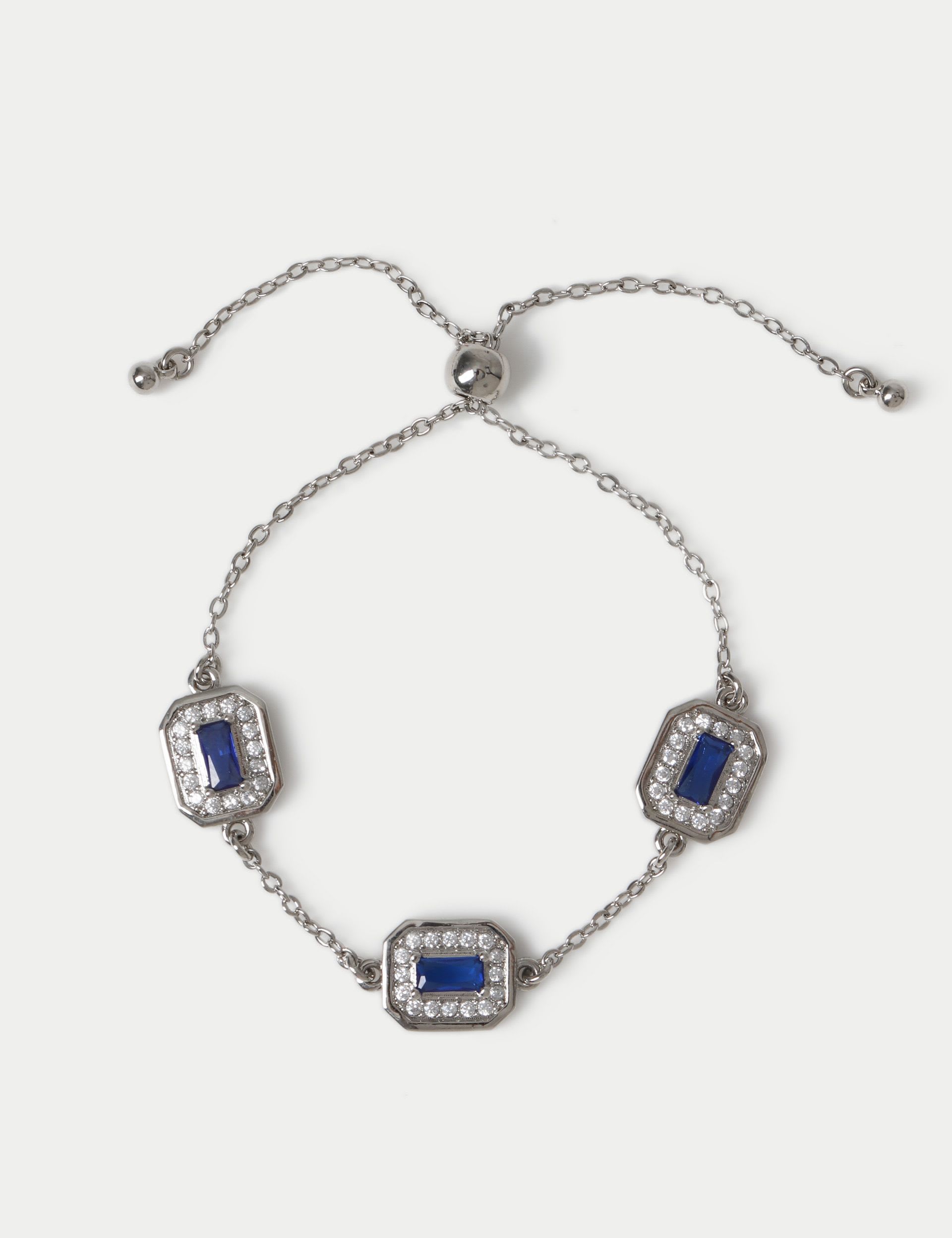 Platinbeschichtetes Toggle-Armband mit Zirkonia-Steinen - Britisches Produkt