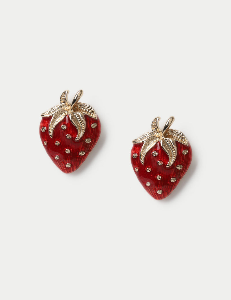 Strawberry stud earrings with zinc and iron (British brand)