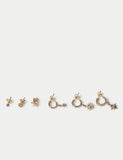 6 Pack Star and Pearl Effect Earrings, imported from the UK