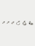 Silver tone stud earrings 6 pack, UK version