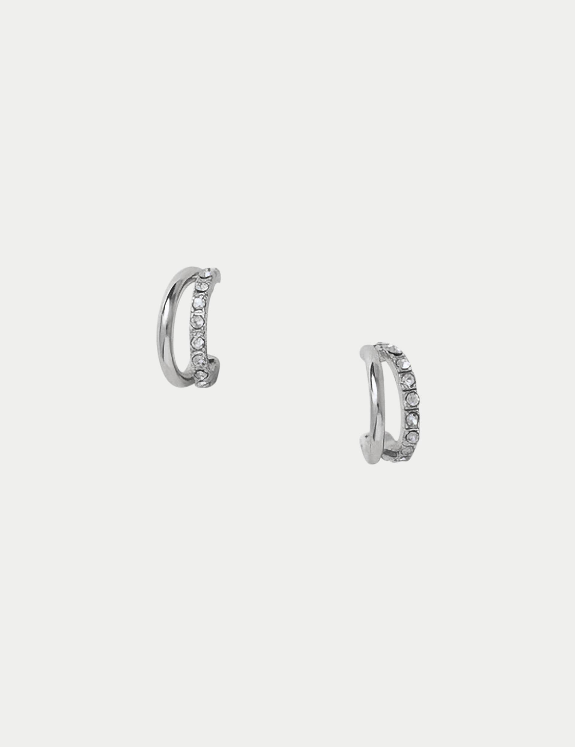 Embellished double hoop earrings with zinc and glass (British brand)