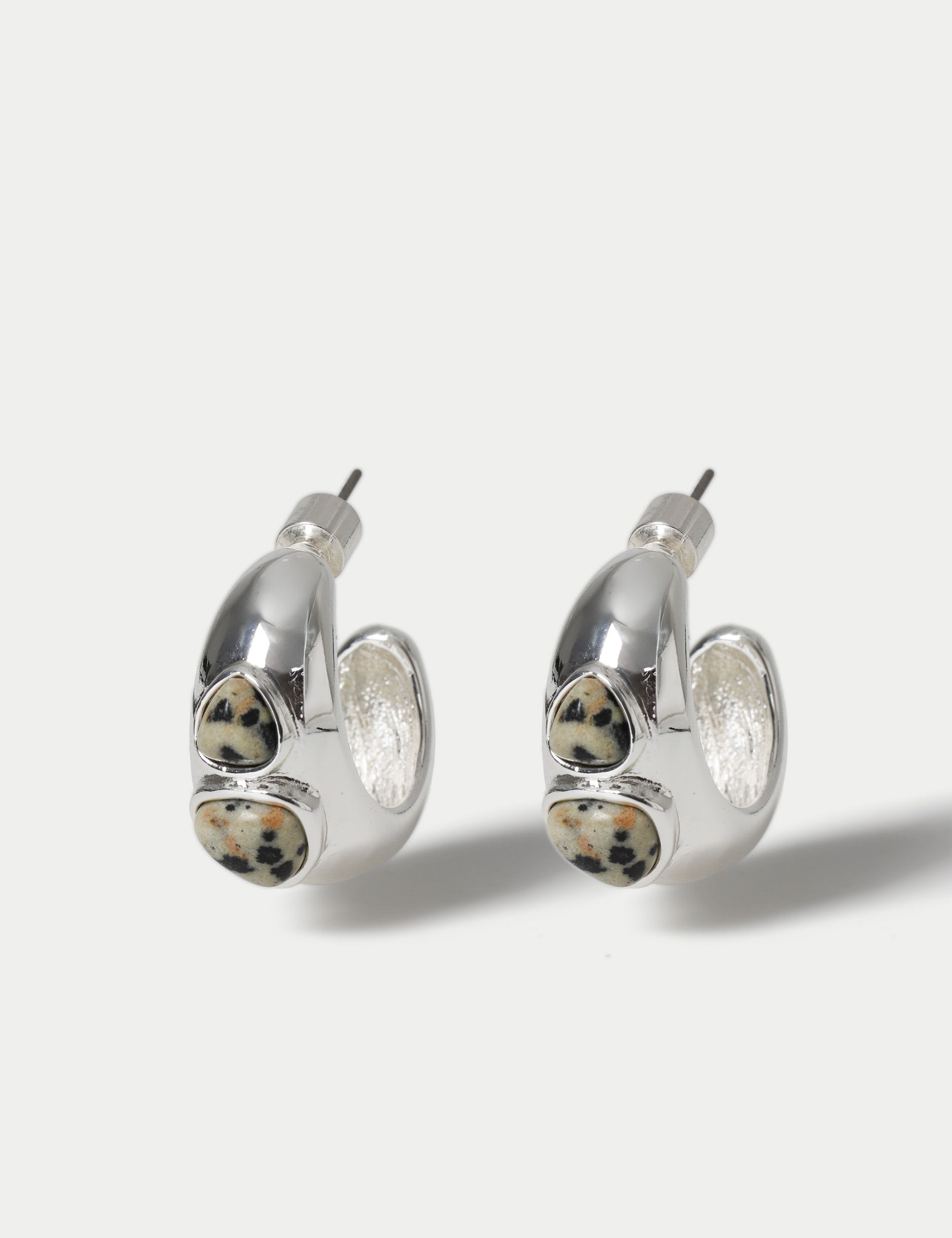M&S natural stone inlay hoop earrings for women (British brand)
