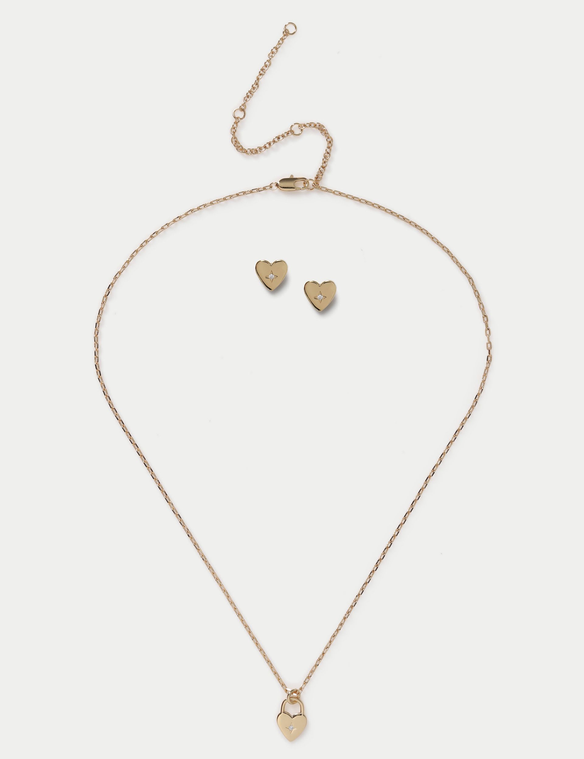 M&S gold plated jewellery set with cubic zirconia (British brand)