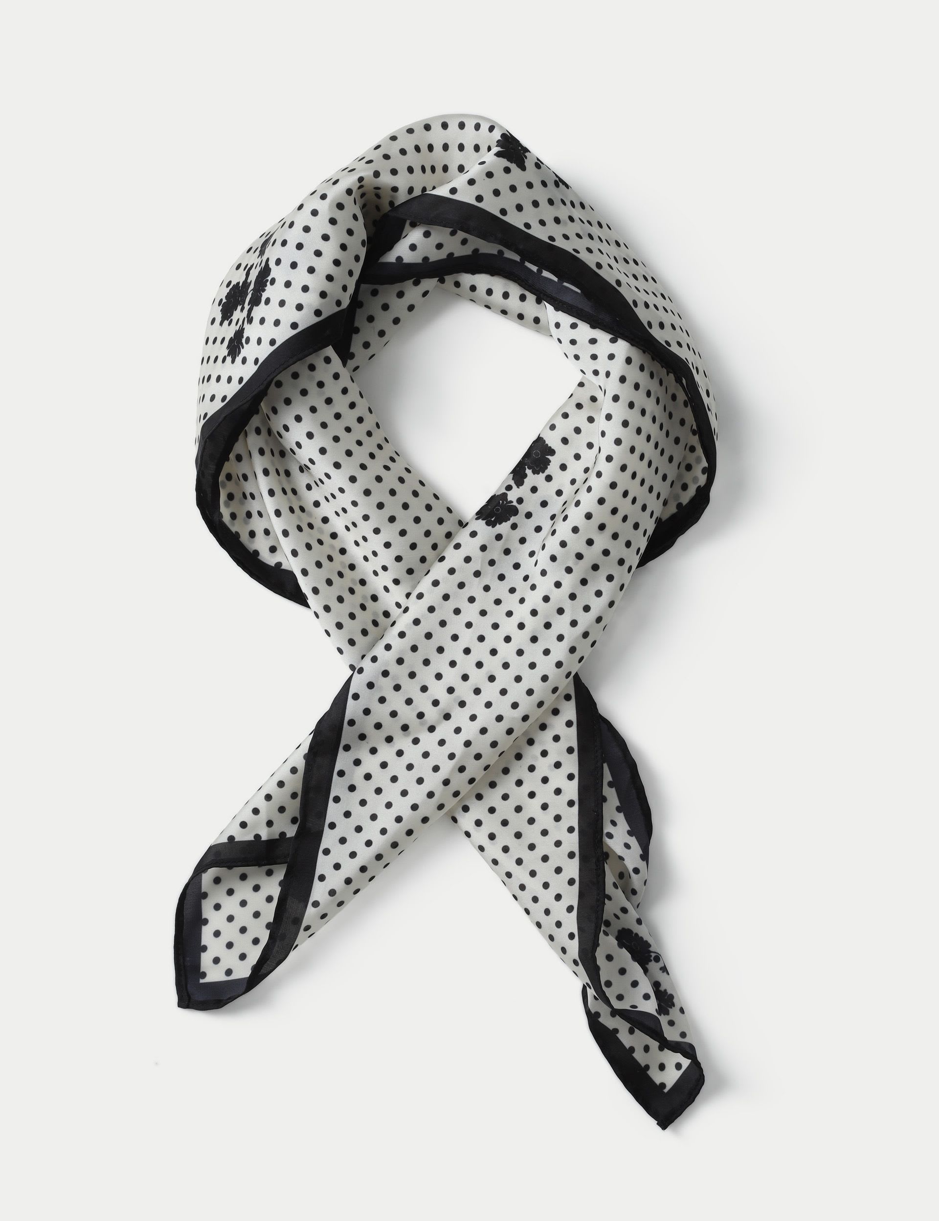 Polka floral scarf 100% polyester - British product
