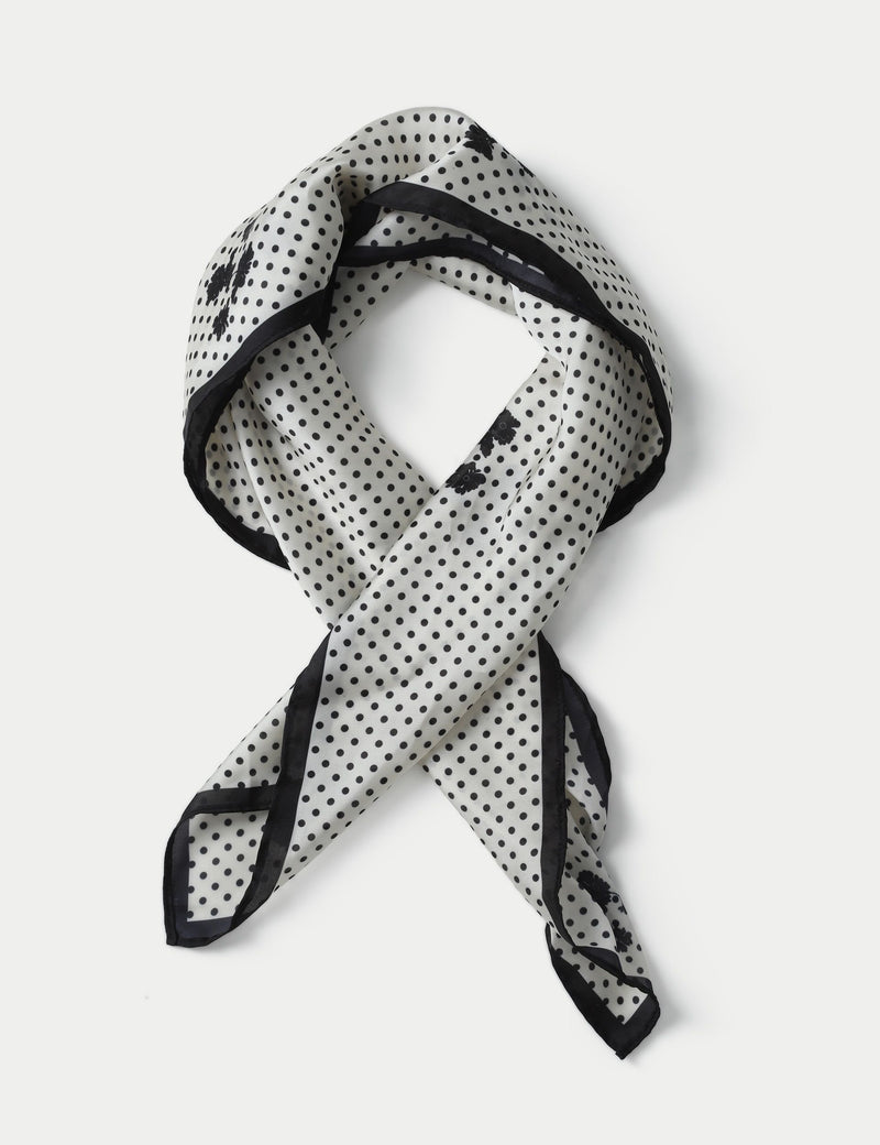 Polka floral scarf 100% polyester - British product