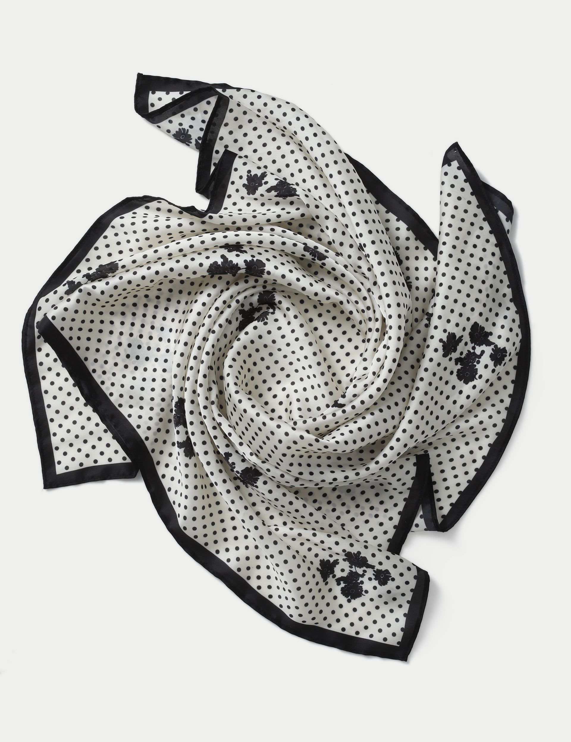 Polka floral scarf 100% polyester - British product