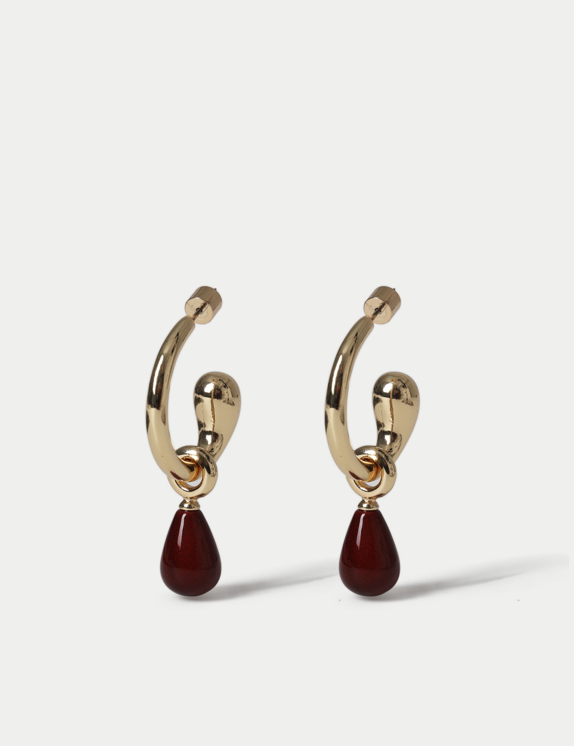 Autograph Natural Stone Drop Hoop Earrings, 60mm - British product