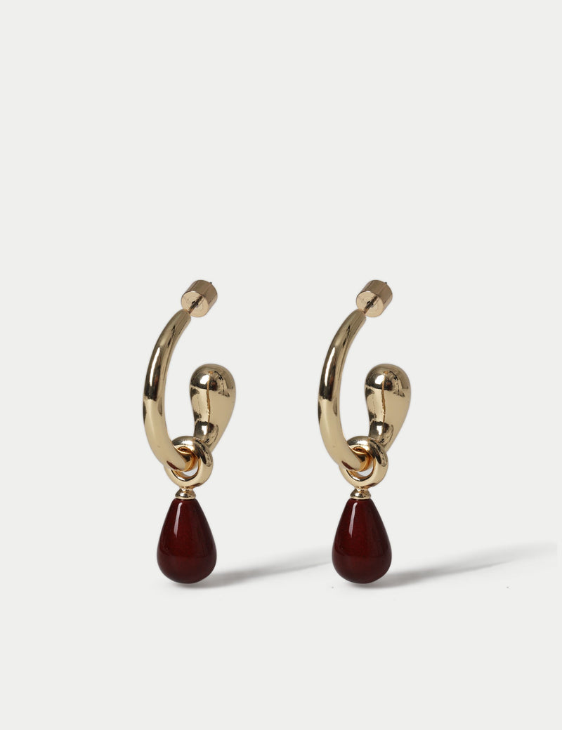 Autograph Natural Stone Drop Hoop Earrings, 60mm - British product