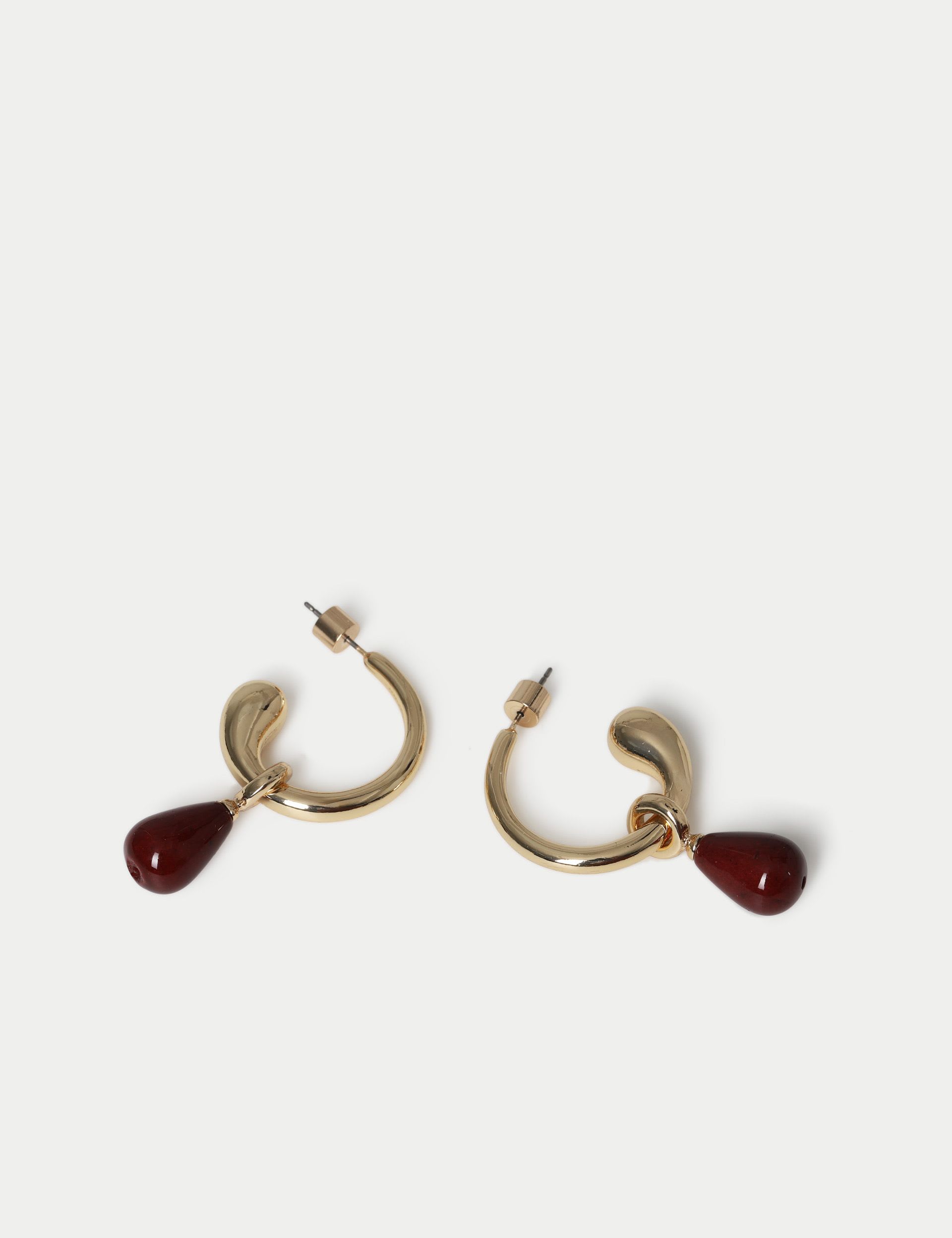 Autograph Natural Stone Drop Hoop Earrings, 60mm - British product