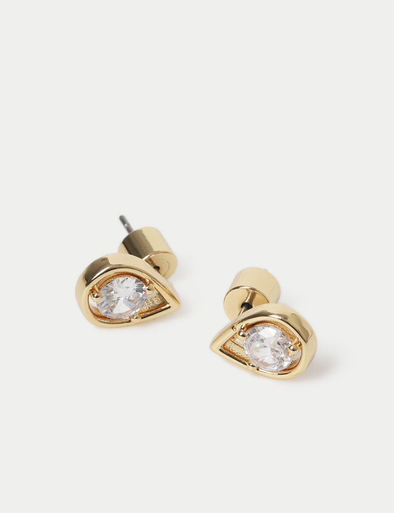 M&S 14ct gold plated teardrop earrings with cubic zirconia, imported from the UK
