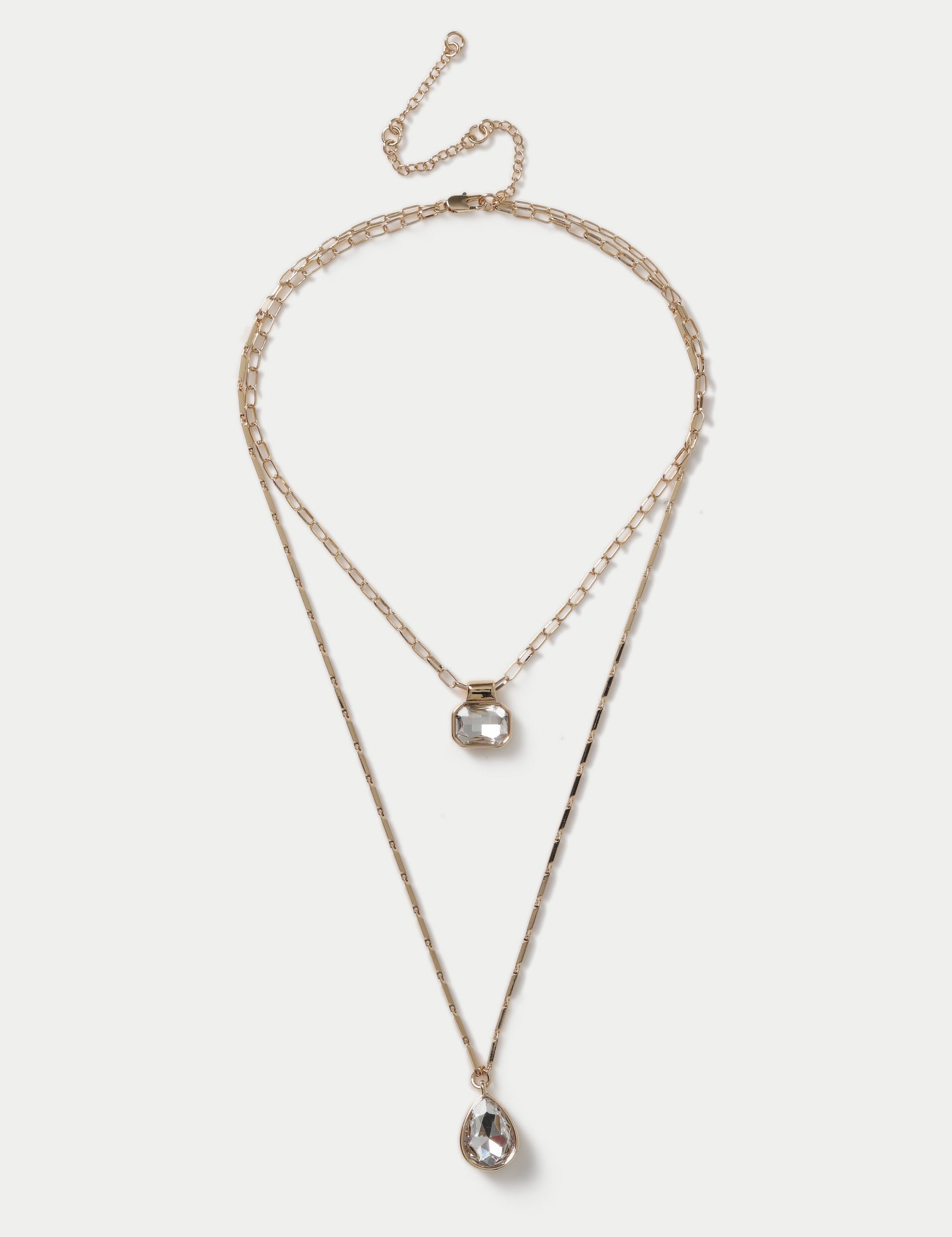 M&S gold tone crystal multirow necklace (British brand)