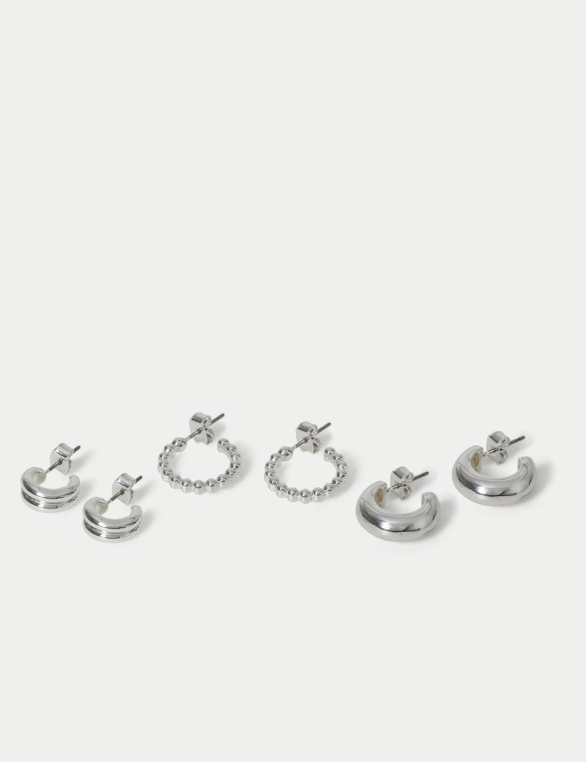 Mixed hoop earrings 3 pack in zinc alloy (British brand)