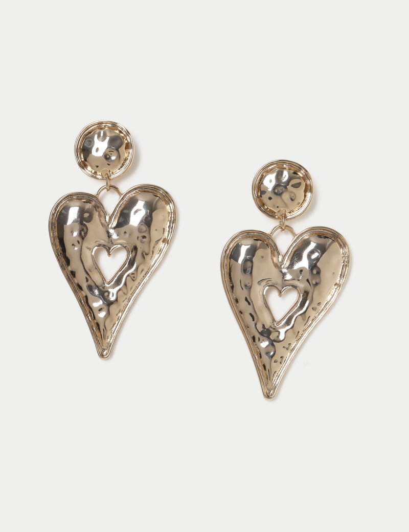 Molten Heart oversized drop earrings 79mm, UK version