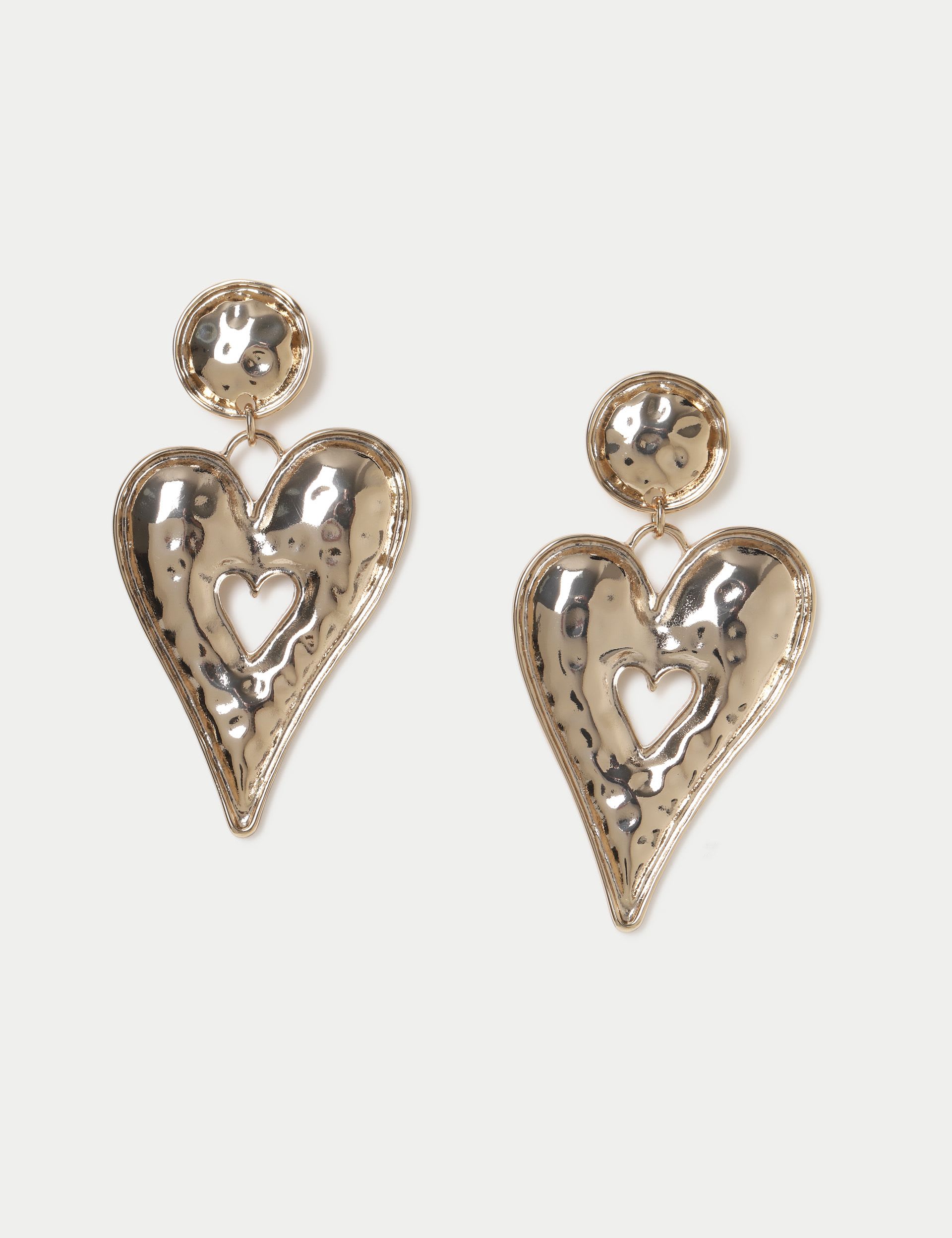 Molten Heart oversized drop earrings 79mm, UK version
