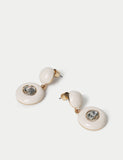 Circle drop glass inlay earrings 33mm, UK version