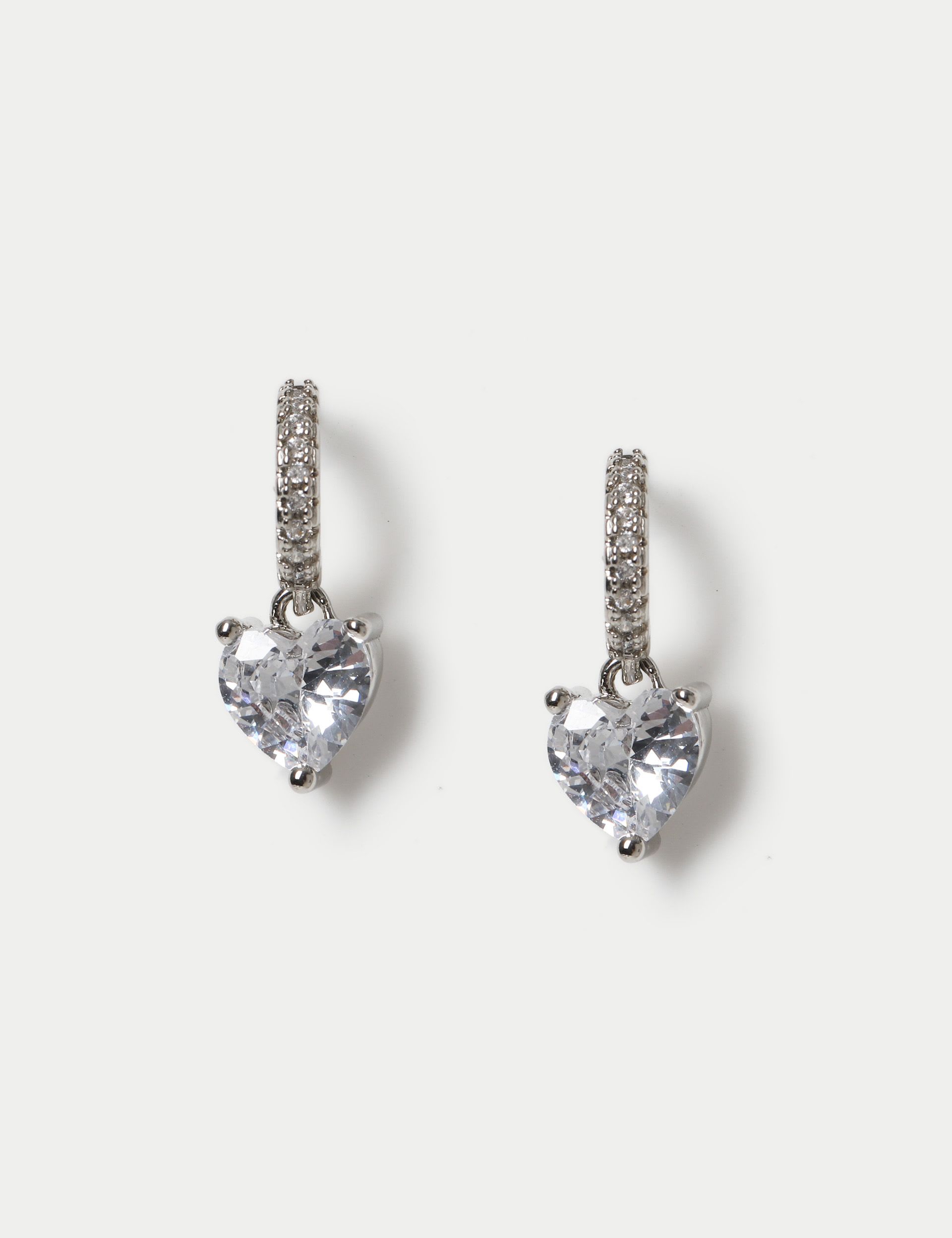 M&S platinum plated heart drop earrings 18mm - British product