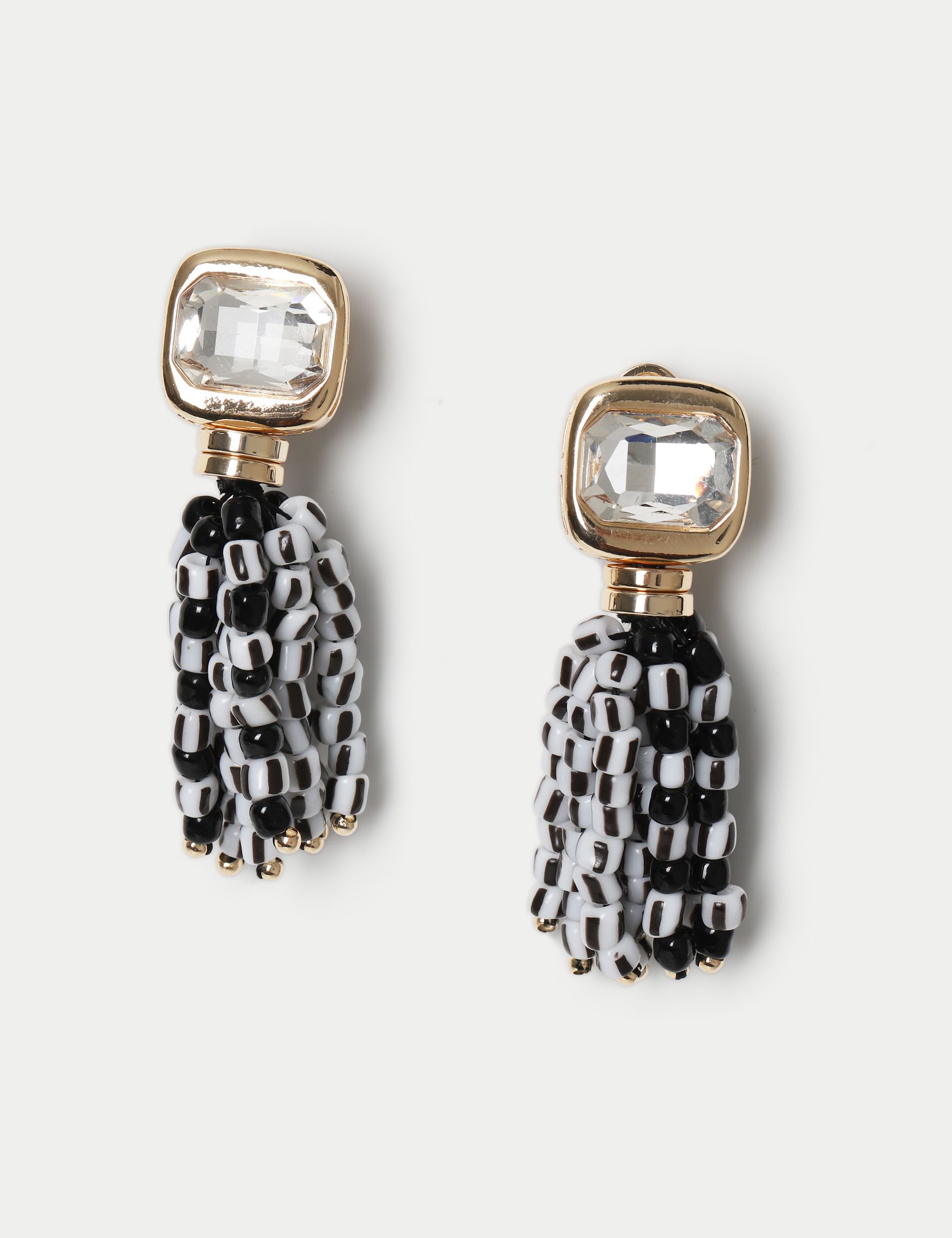 M&S beaded tassel drop earrings 50mm width, imported from the UK
