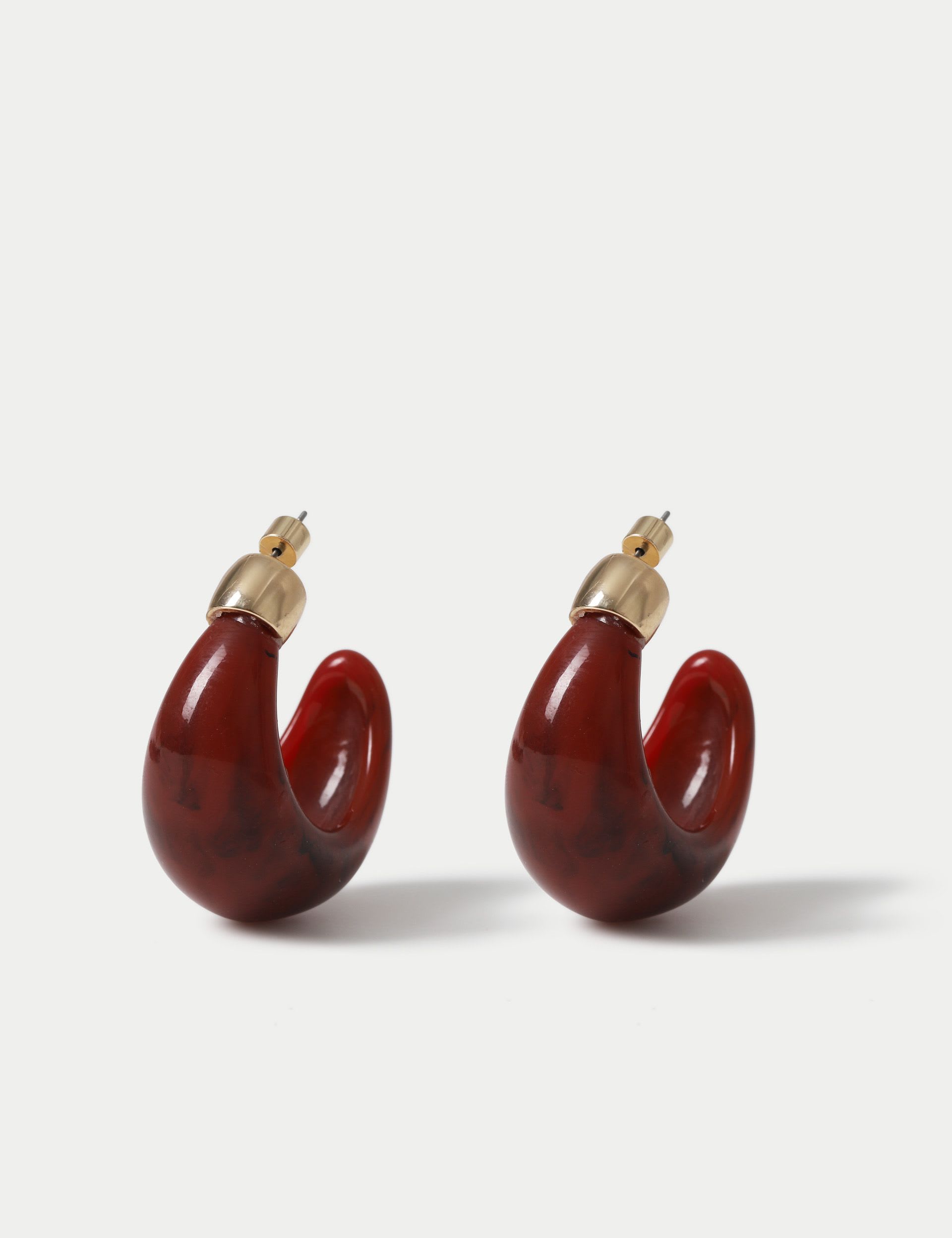 Chunky resin hoop earrings, stud fastening, 50mm width - British product
