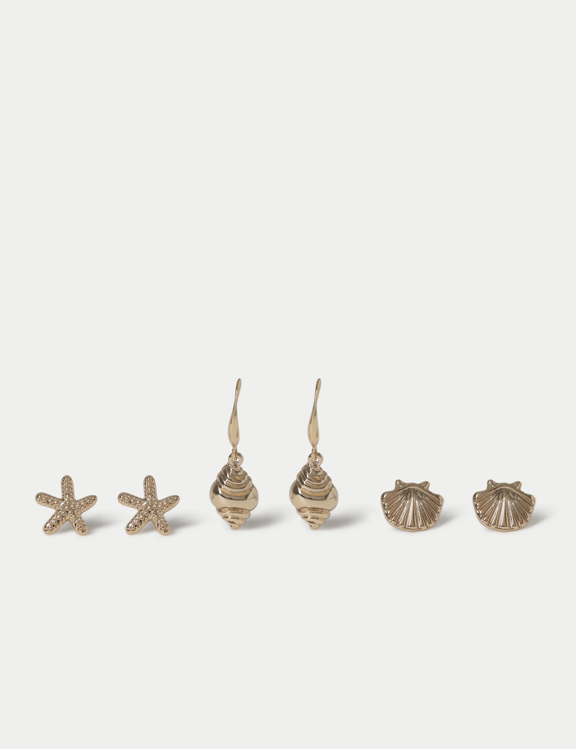 Shell starfish earrings 3 pack, imported from the UK