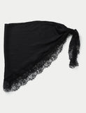 Black satin and lace tie scarf, imported from the UK
