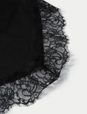 Black satin and lace tie scarf, imported from the UK