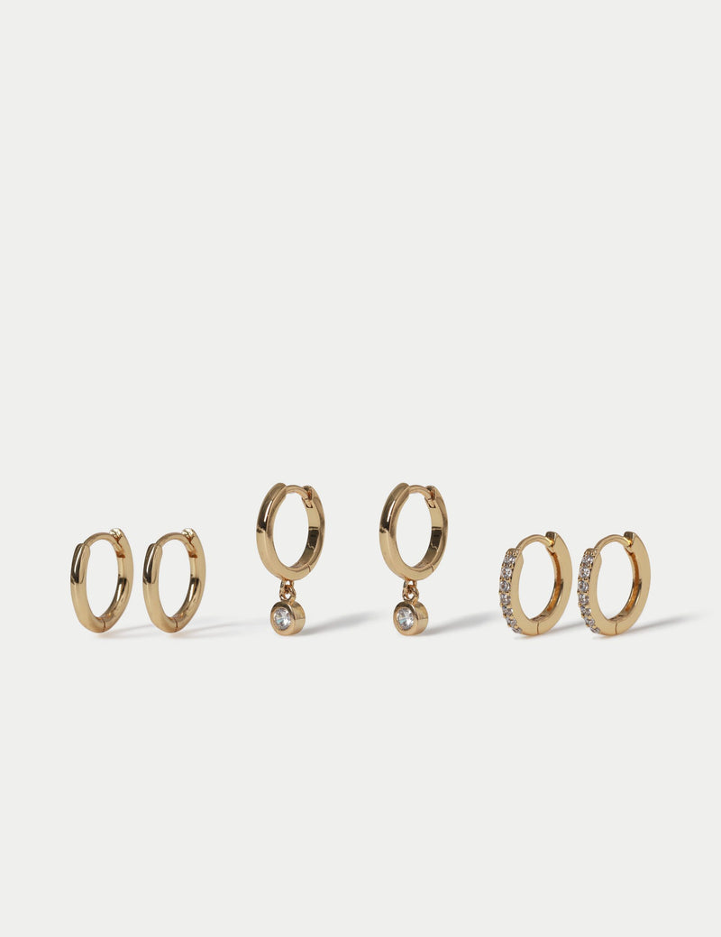 M&S 14ct gold plated pearl earrings 3-pack - British product