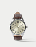 M&S silver tone round face croc strap watch (British brand)