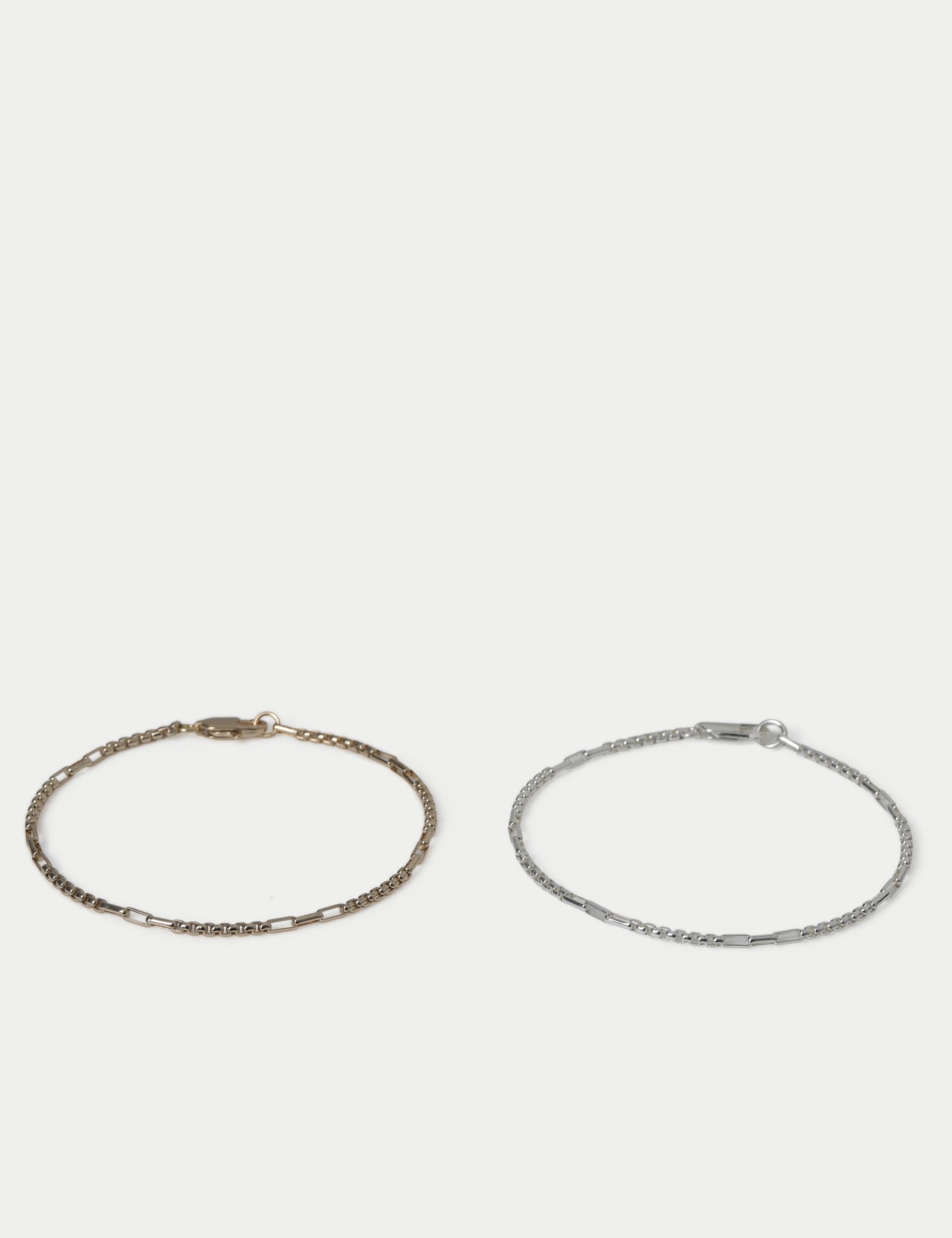 Chain bracelet 2 pack real leather natural stones, imported from UK
