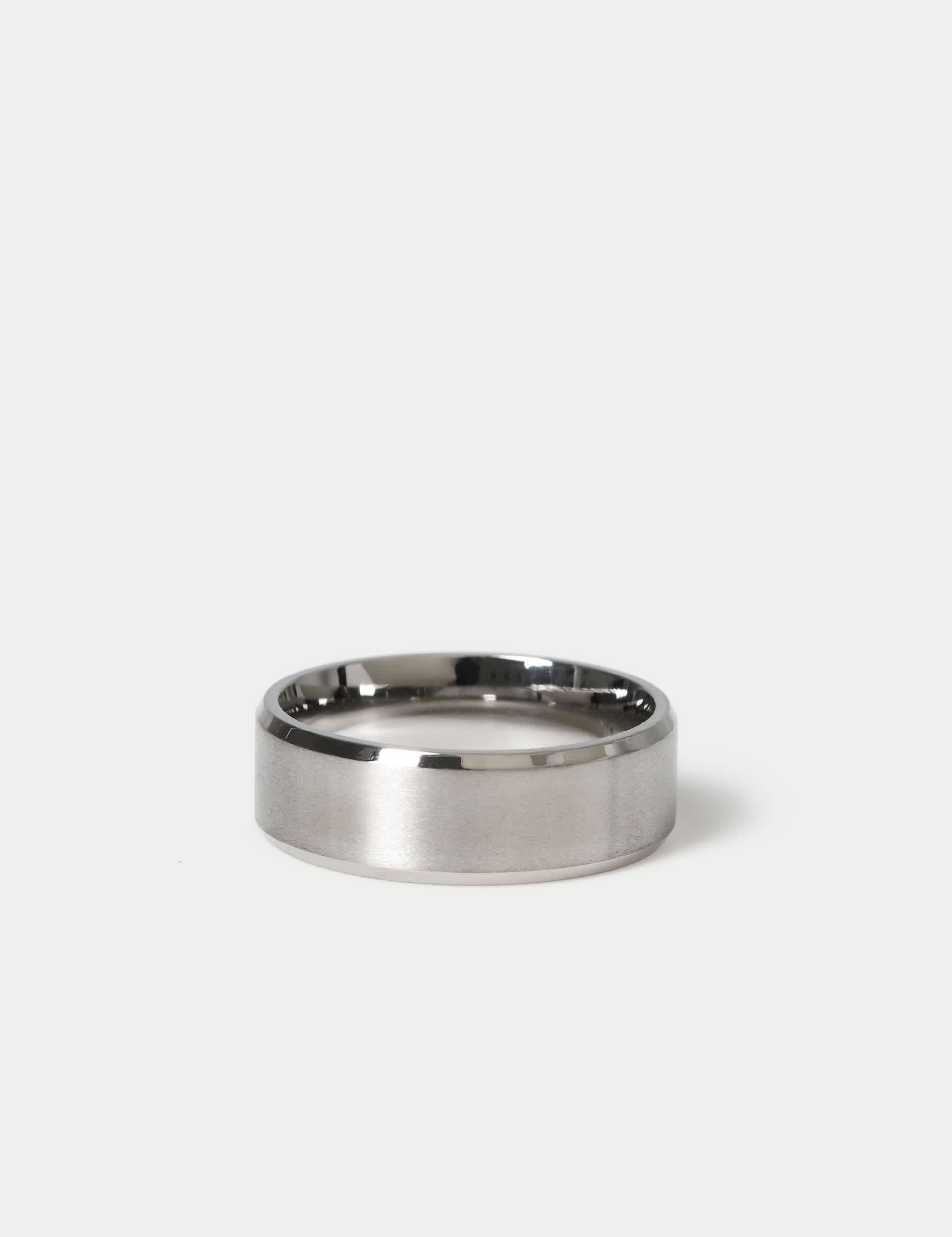 Stainless steel brushed band ring, UK style - British product