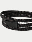 Genuine leather plait wrap bracelet with magnetic clasp (British brand)