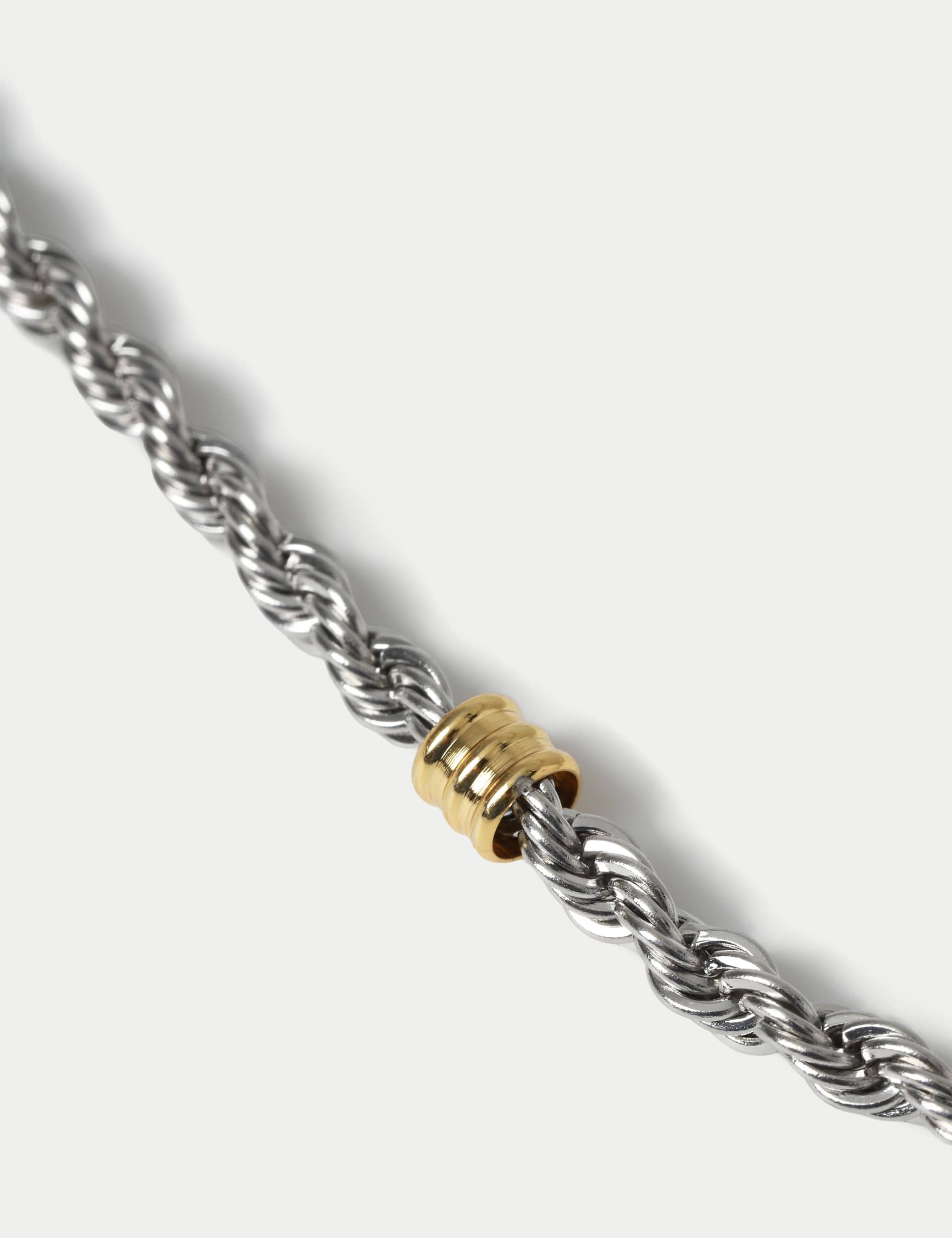 Mixed metal textured chain necklace (British brand)